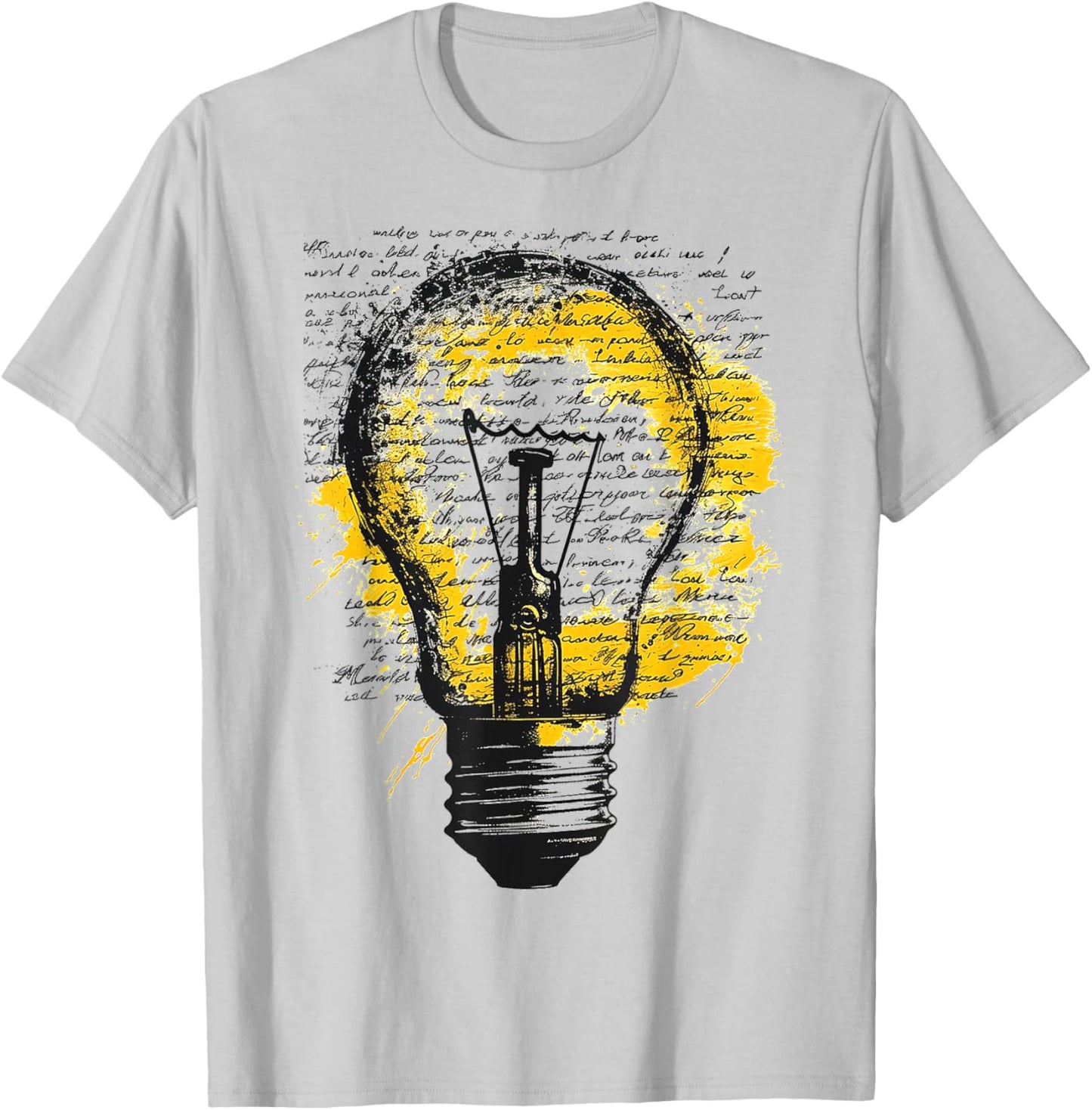 Light Bulb Text Painting Abstract Art Drawing Graphic T-Shirt - T-Shirt | Ash