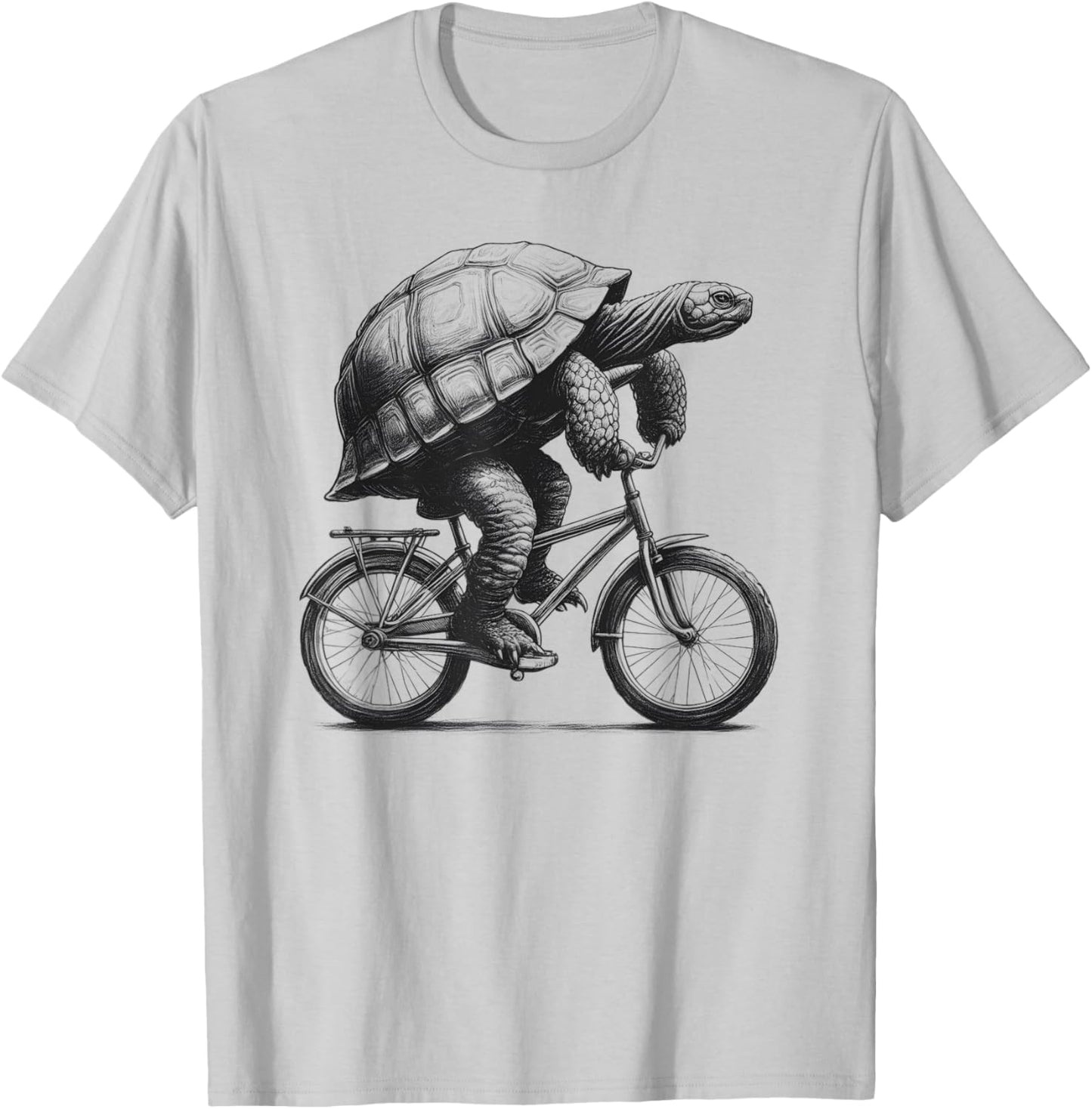 Turtle Riding Bike Biker Cycling Bicycle Vintage Retro T-Shirt - T-Shirt | Ash