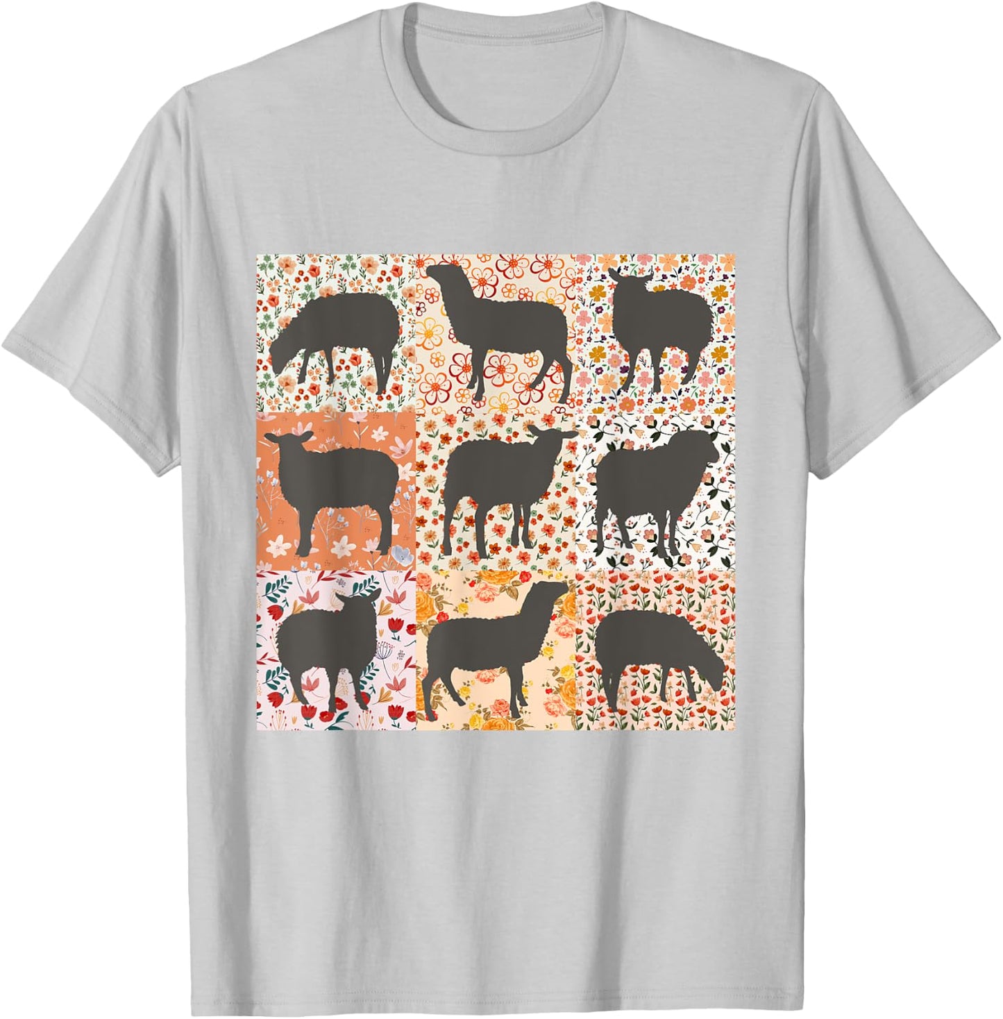 Sheep Lover Sheep Mom Sheep Mama Farmer Floral Boho Sheep T-Shirt - T-Shirt | Ash