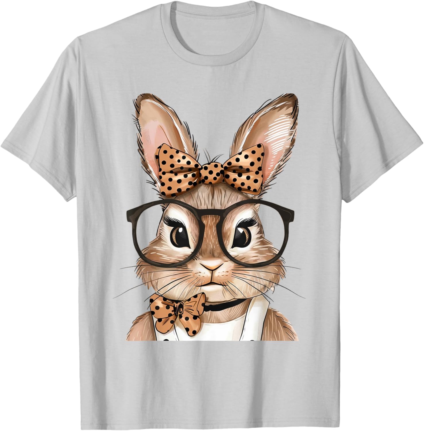 Cute Bunny With Glasses Rabbit Easter Day Women Girls Kids T-Shirt - T-Shirt | Ash