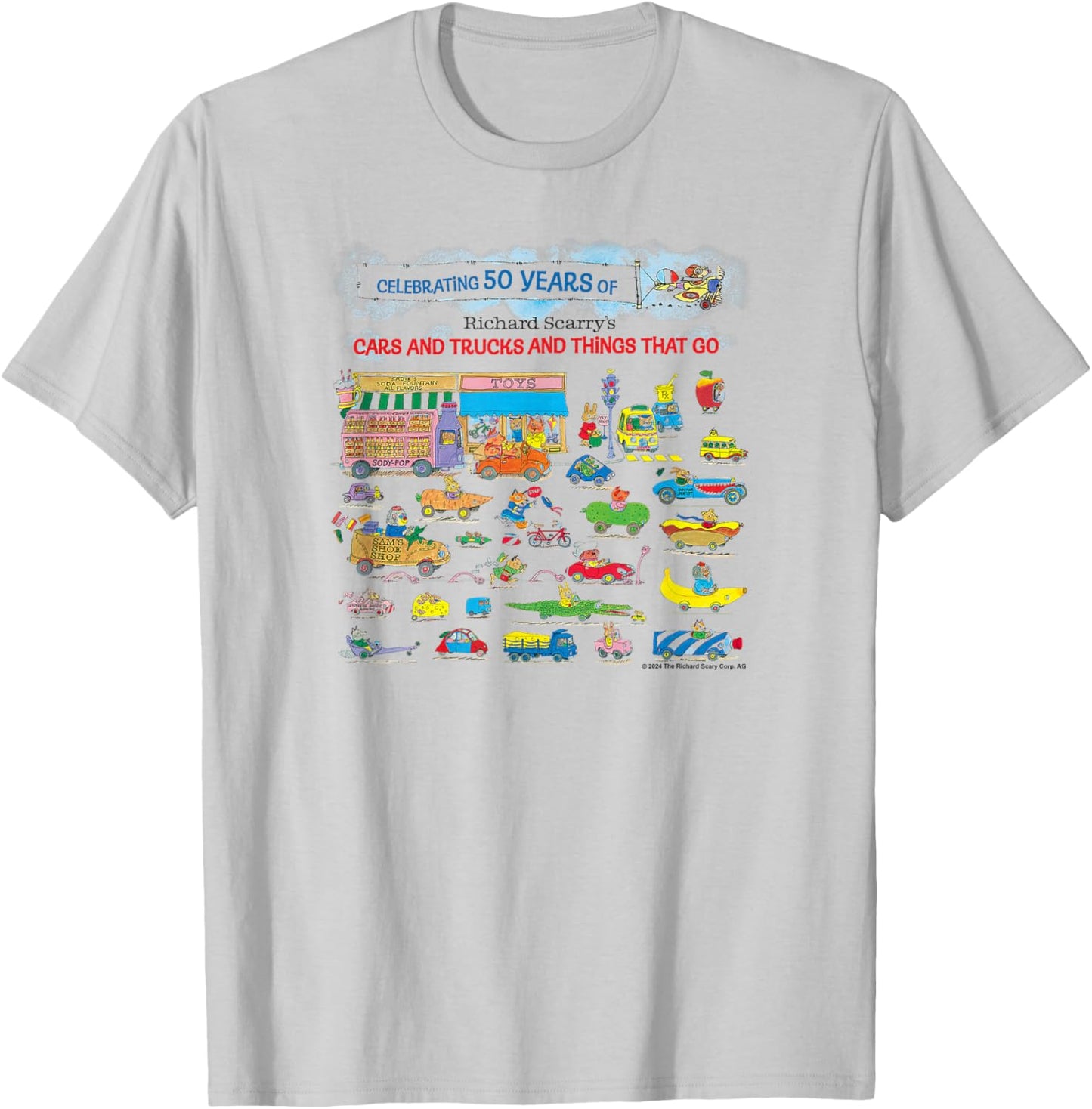 Richard Scarry 50 Year Banner T-Shirt - T-Shirt | Ash