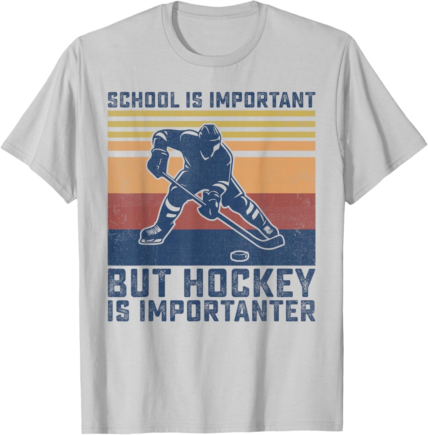 Funny School Is Important But Hockey Is Importanter Boys T-Shirt - T-Shirt | Ash