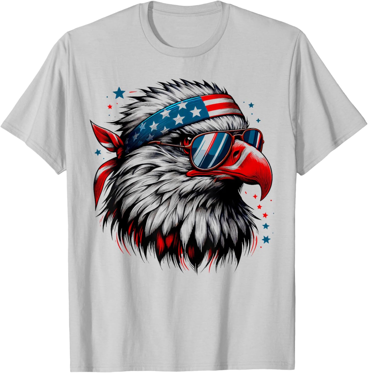 Bald Eagle Patriotic American Sunglasses Flag 4th Of July T-Shirt - T-Shirt | Ash