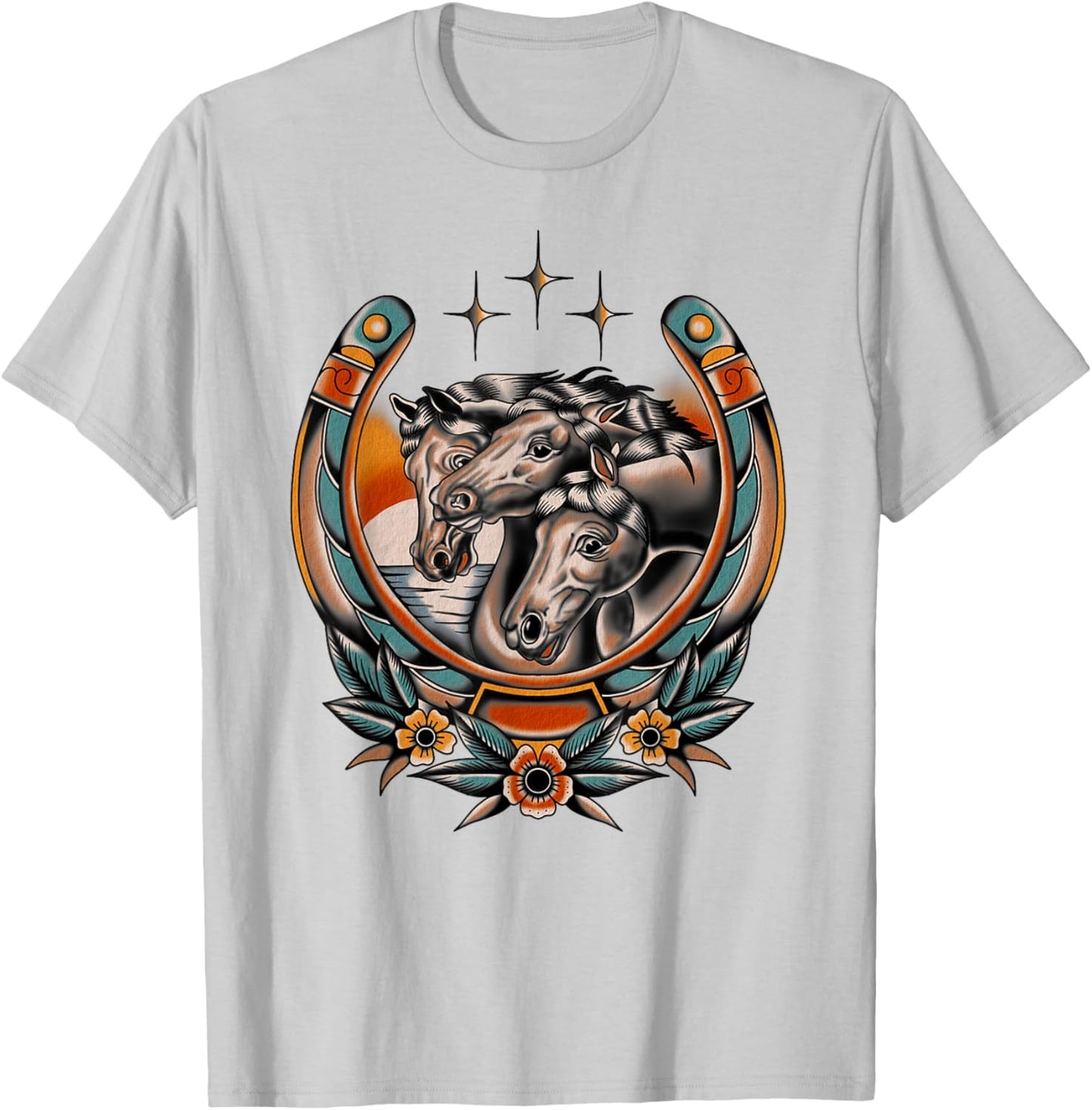 Pharaoh's Horses Vintage Traditional Tattoo Artist Flash Ink T-Shirt - T-Shirt | Ash