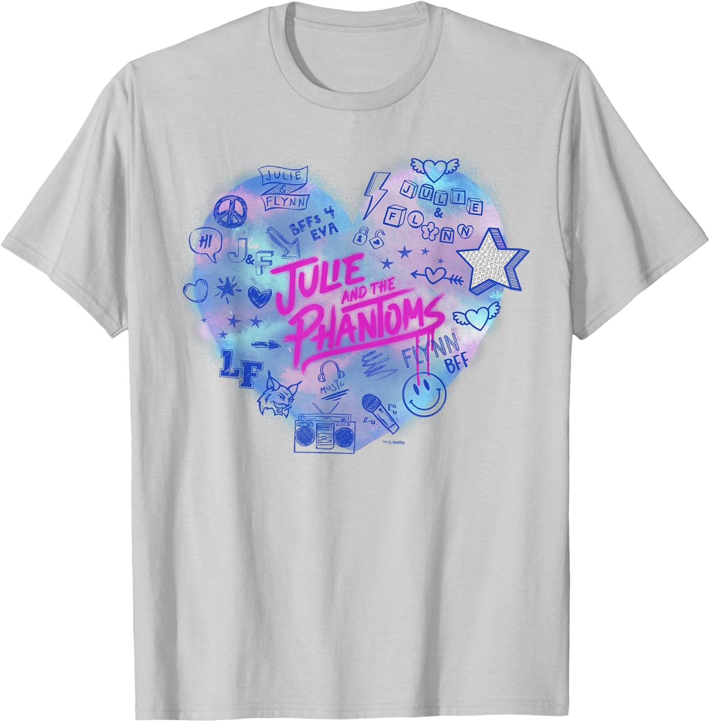 Julie and The Phantoms Airbrush Heart Logo T-Shirt - T-Shirt | Ash