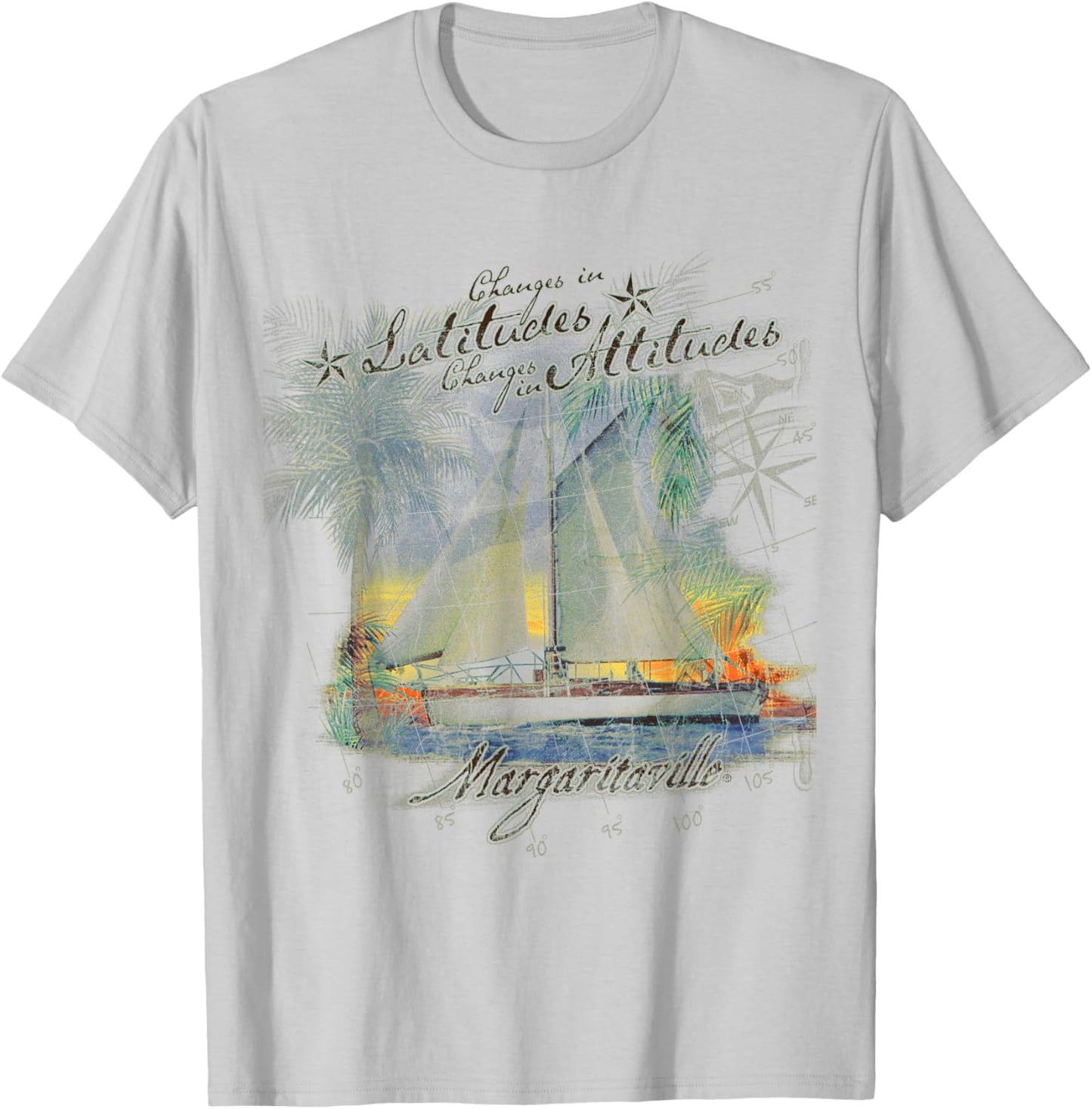 Margaritaville Changes in Latitude Grey Letter Print T-Shirt - T-Shirt | Ash