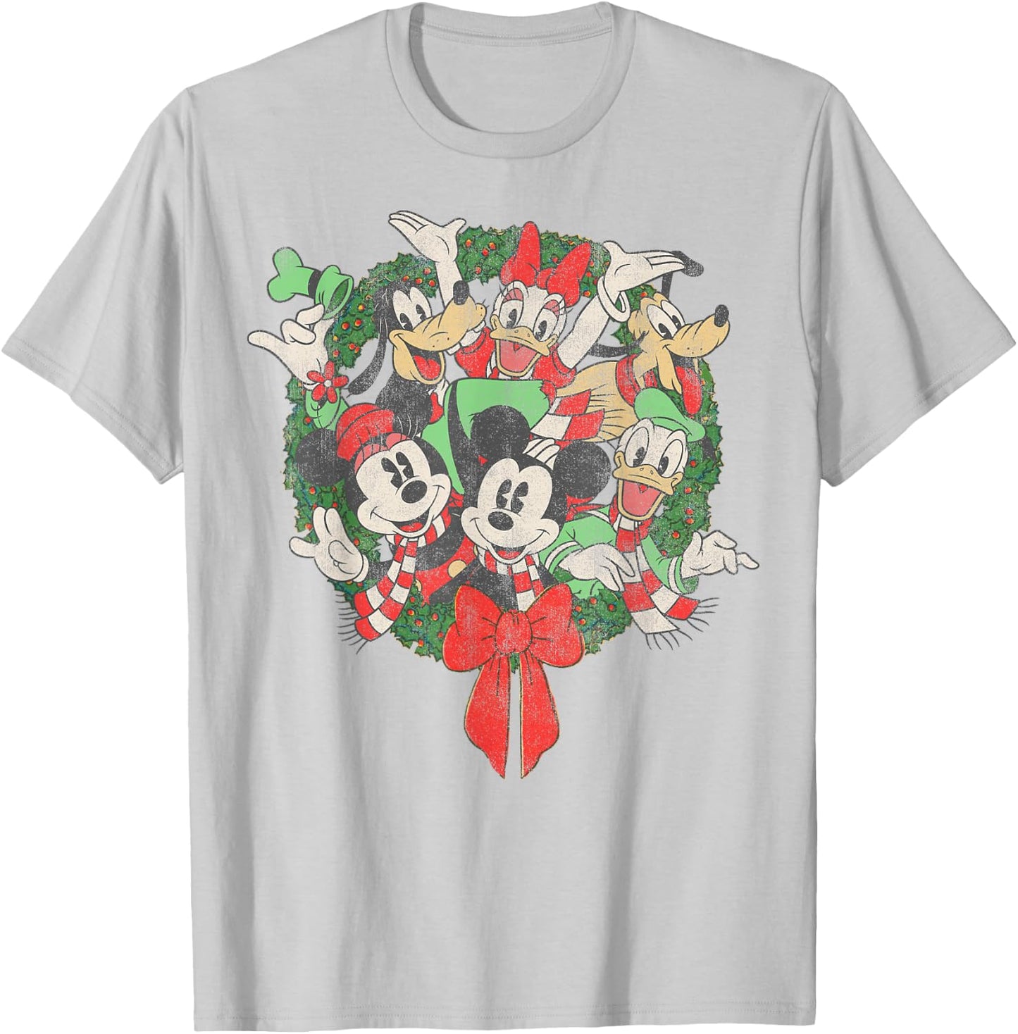 Disney Group Shot Christmas Wreath T-Shirt - T-Shirt | Ash