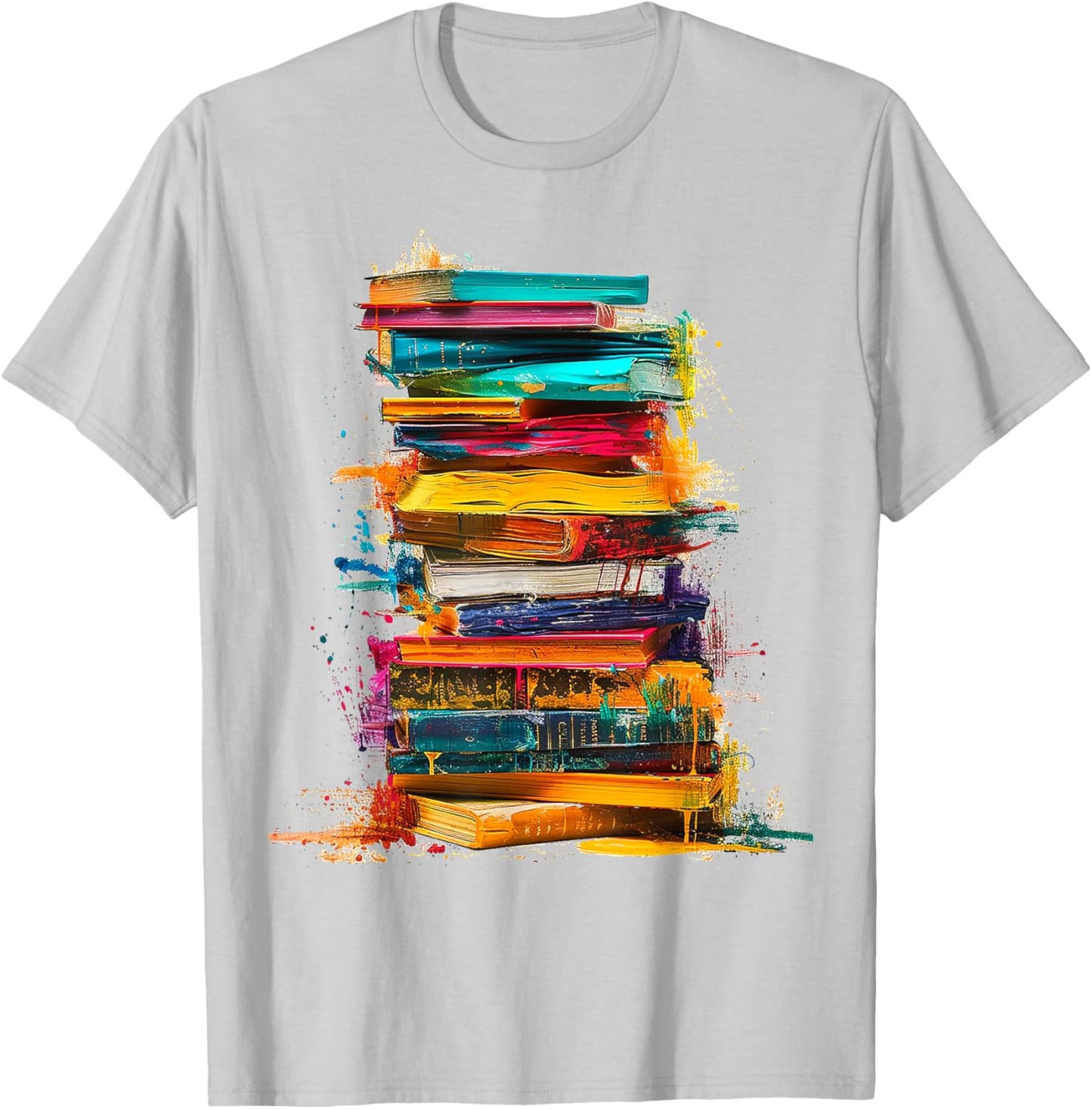 Books Painting Colorful Art Abstract Graphic Books T-Shirt - T-Shirt | Ash