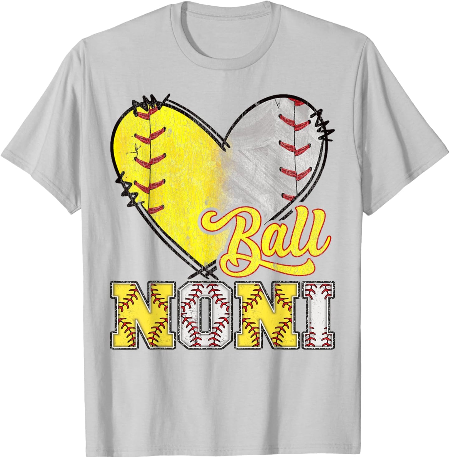 Noni Of Both Ball Noni Softball Baseball Game Day T-Shirt - T-Shirt | Ash