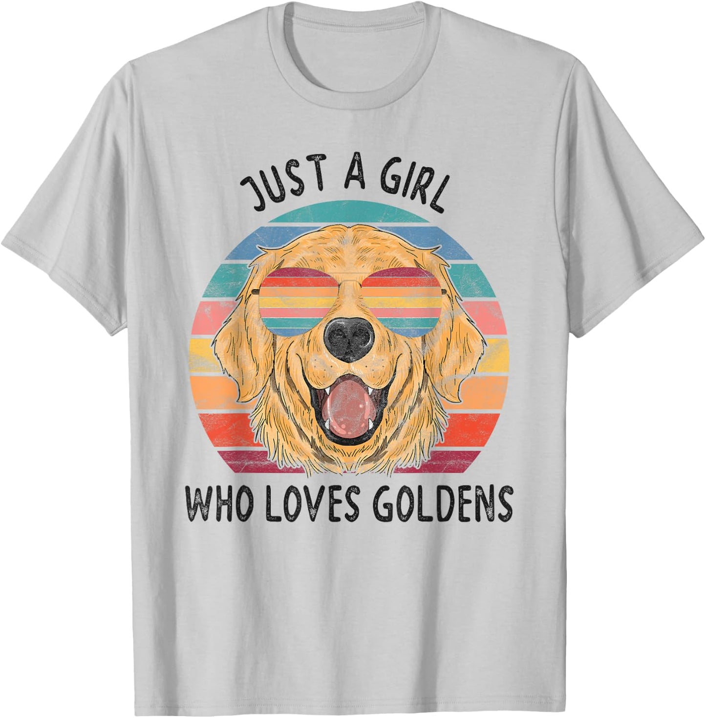Girl Who Loves Golden Retrievers Dogs T-Shirt - T-Shirt | Ash