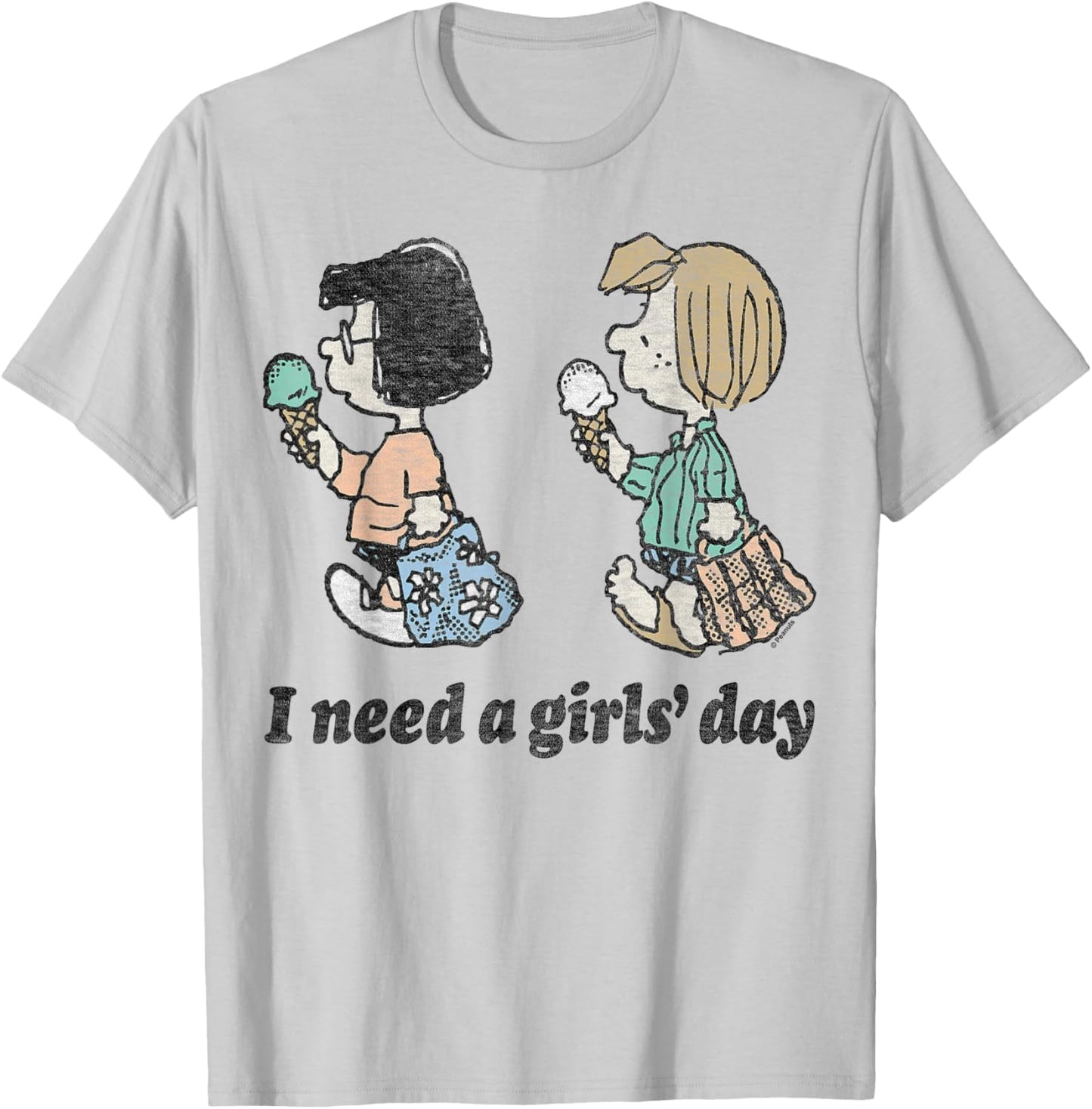 Peanuts - Peppermint Patty and Marcie Need A Girls Day T-Shirt - T-Shirt | Ash