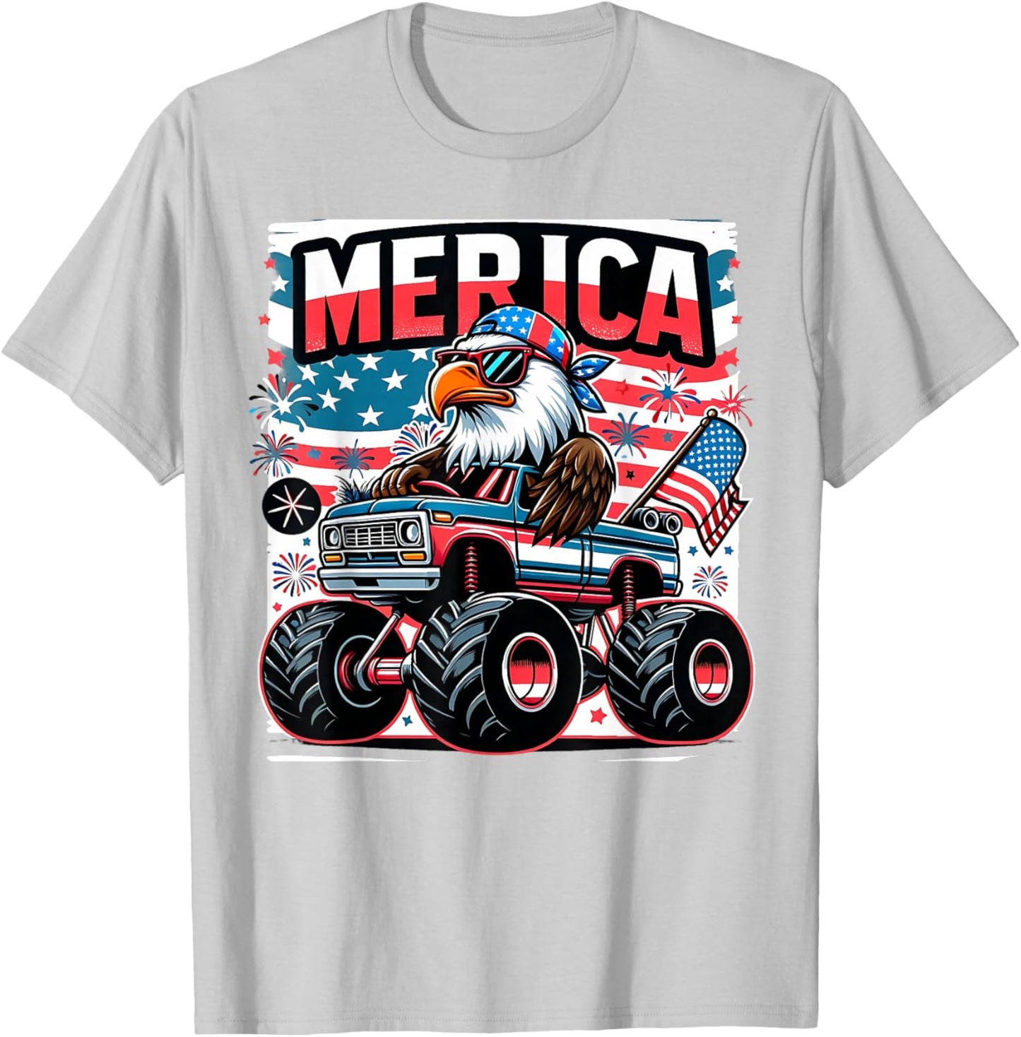 Merica 4th of July Shirts Boys Kids American Flag Eagle USA T-Shirt - T-Shirt | Ash