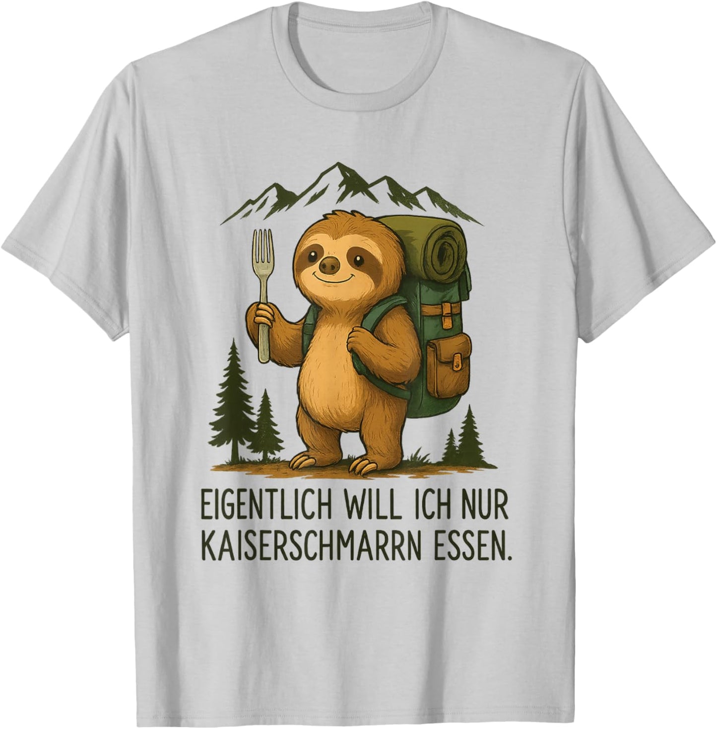 Süßes Faultier Kaiserschmarrn Lustiges Bergsteiger Wander T-Shirt - T-Shirt | Ash