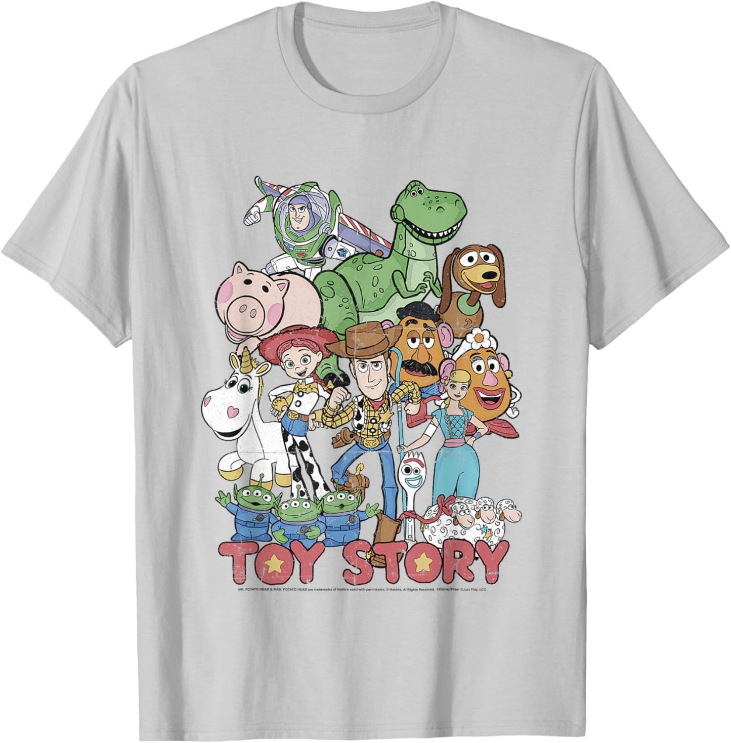 Disney Pixar Toy Story All Stars Distressed Group Shot T-Shirt - T-Shirt | Ash