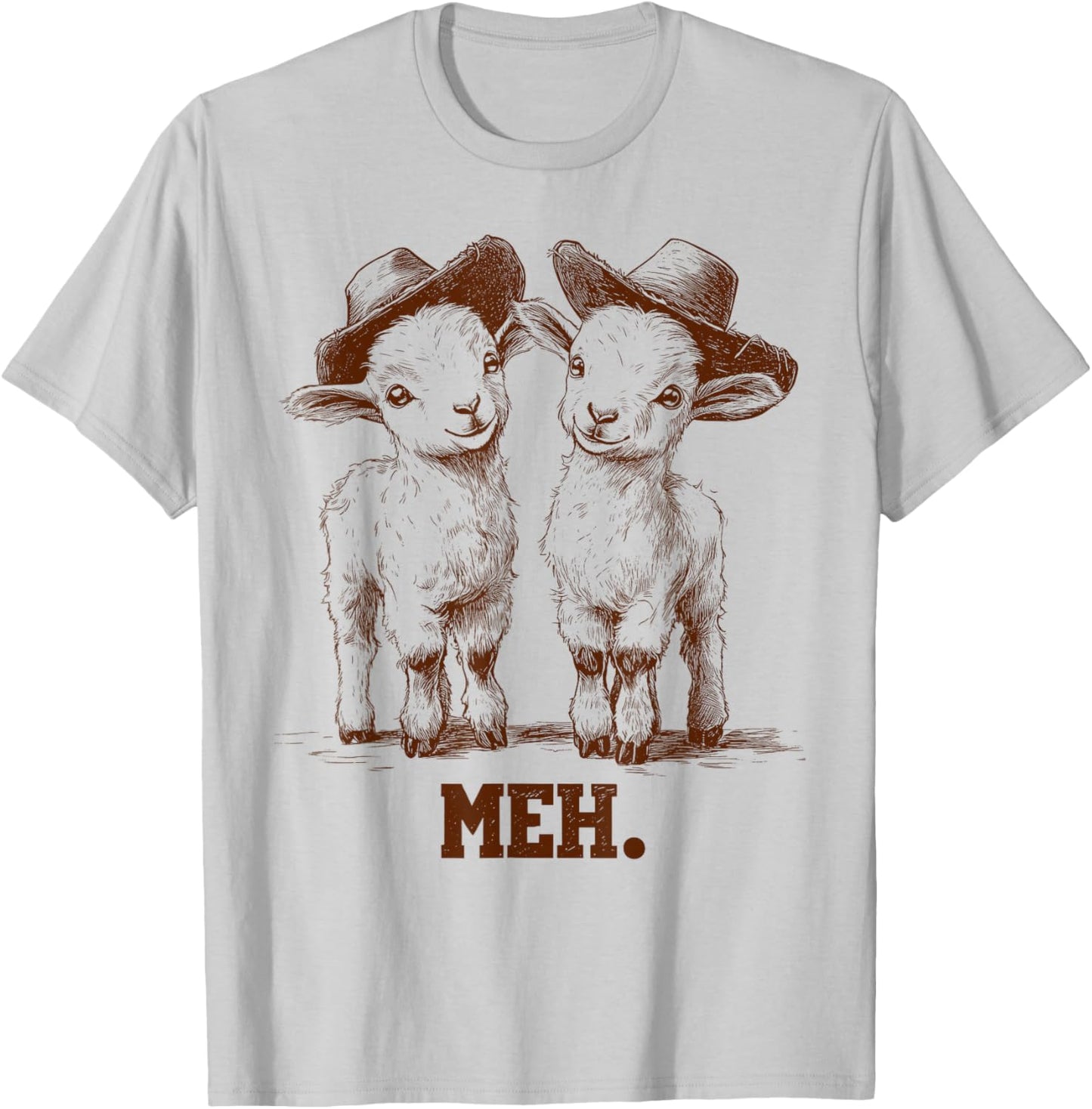 Meh Goat Meme Farm Animal Funny Farmer Animals Lover T-Shirt - T-Shirt | Ash