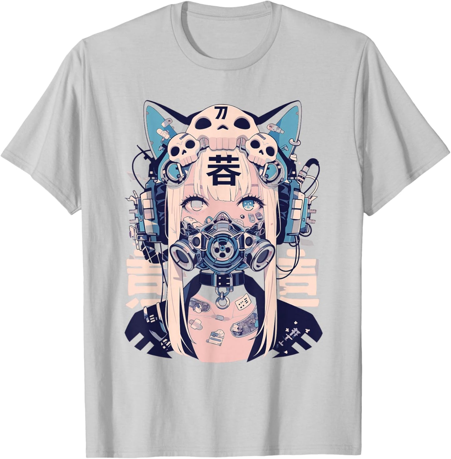 Anime Manga Cyberpunk Aesthetic Techwear Harajuku Cat Girl T-Shirt - T-Shirt | Ash