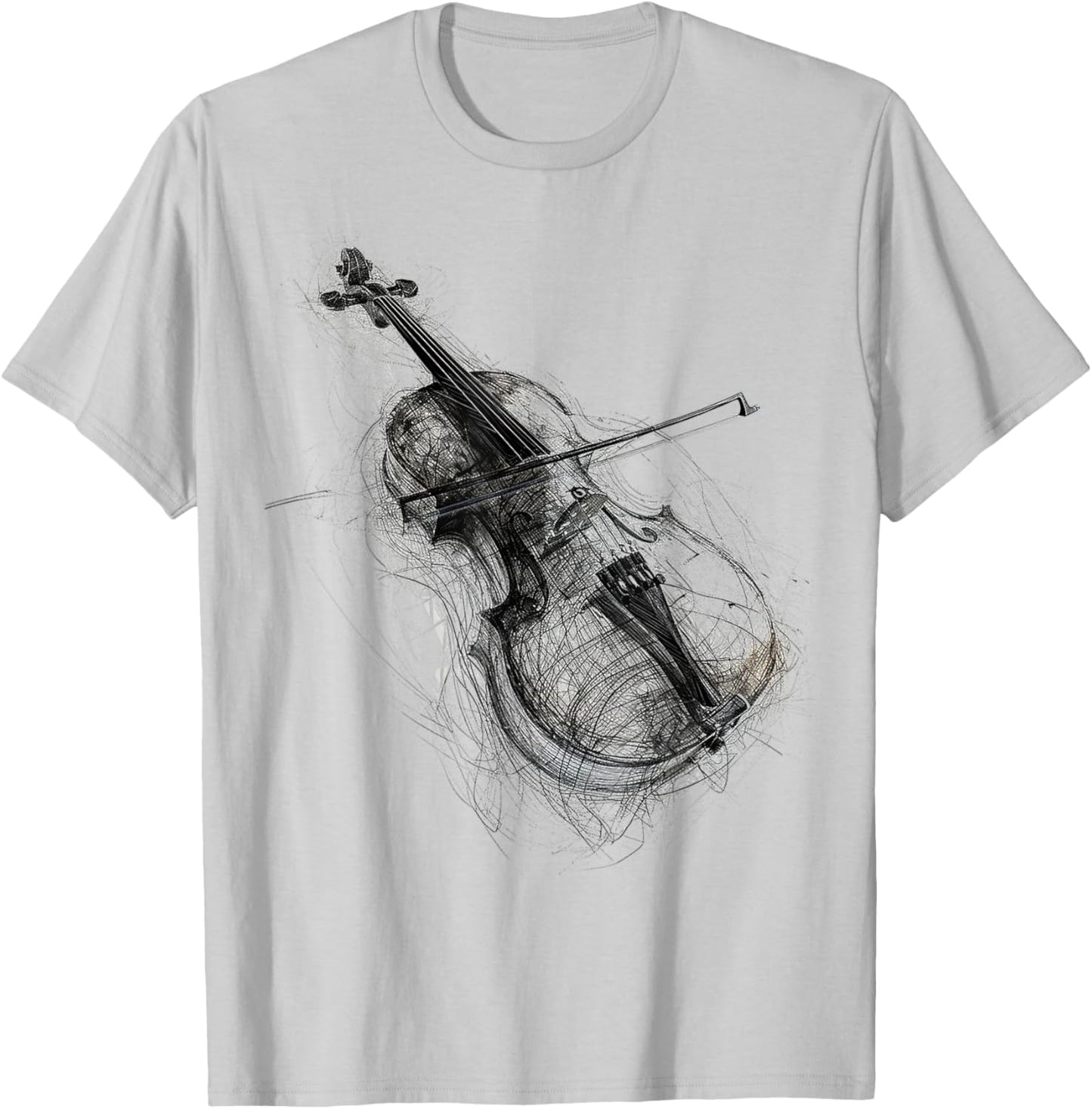 Violin Drawing Art Illustration Abstract Graphic Violin T-Shirt - T-Shirt | Ash