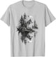 Wolf in front of moon and trees wolves wild animal T-Shirt - T-Shirt | Ash