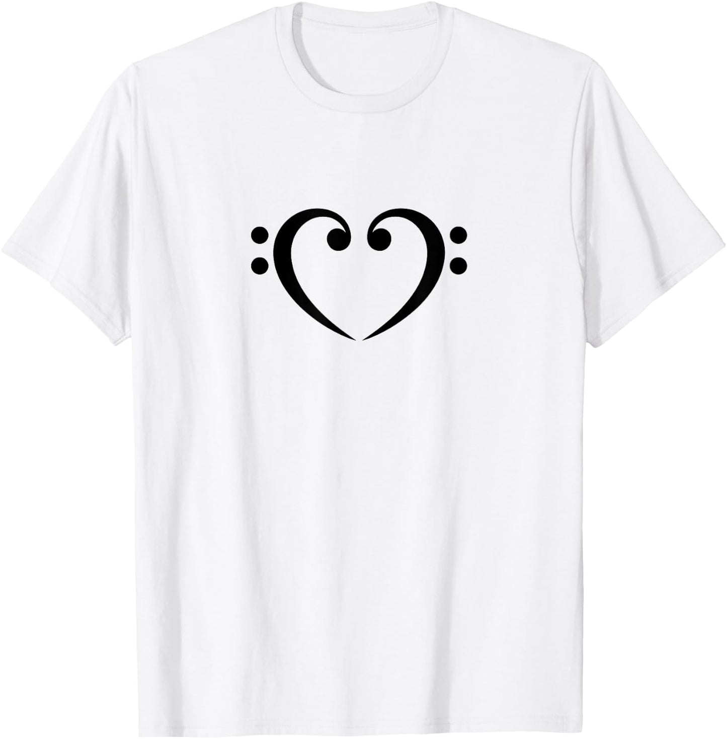 Bass, Clef, Heart, I LOVE, Music, Bassist, Musician, Band T-Shirt - T-Shirt | White