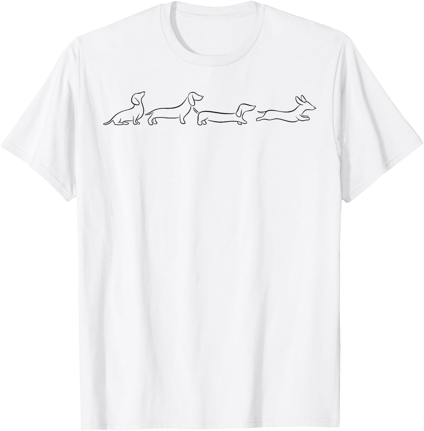 Dachshund Line Art cute Doxie Wiener Dog for woman kids T-Shirt - T-Shirt | White
