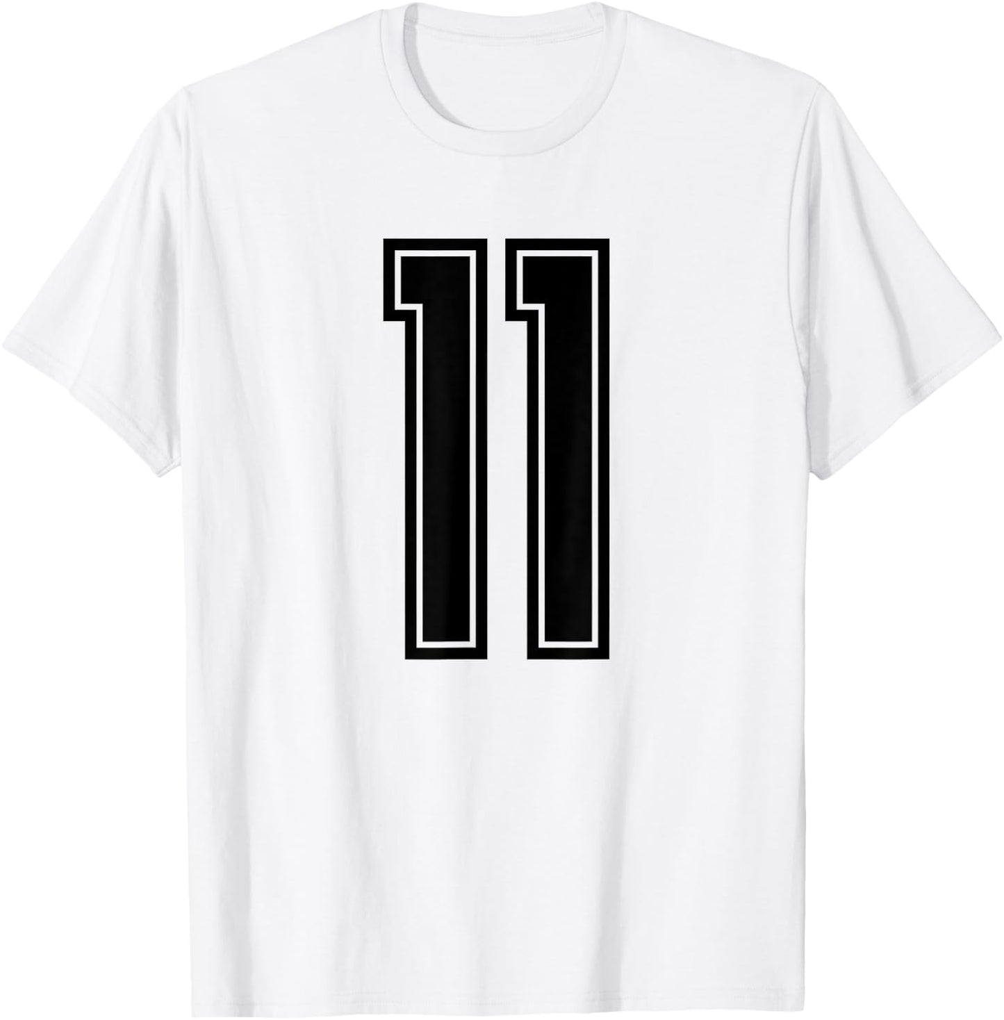 Number #11 Black Sport Varsity Number 11 T-Shirt - T-Shirt | White