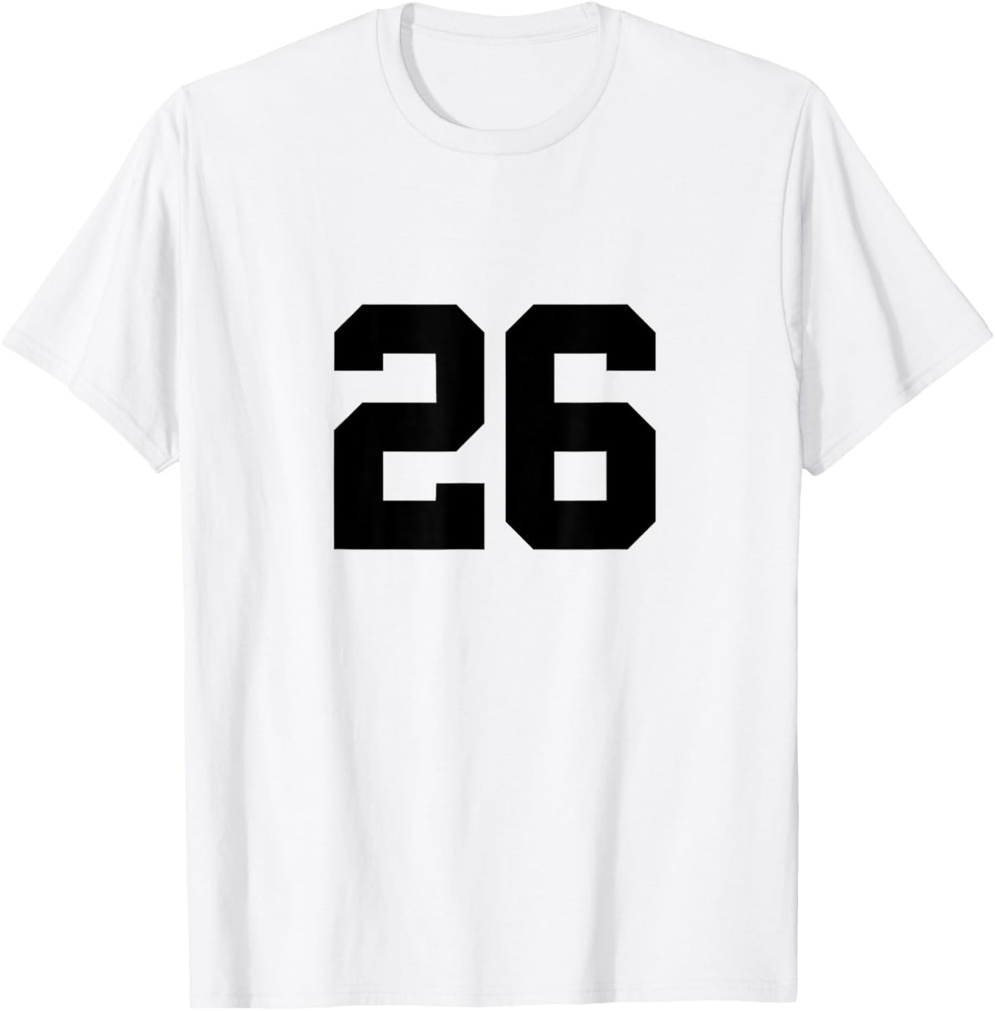 Number 26 (on Front / Back) Sports Team Jersey Number T-Shirt - T-Shirt | White