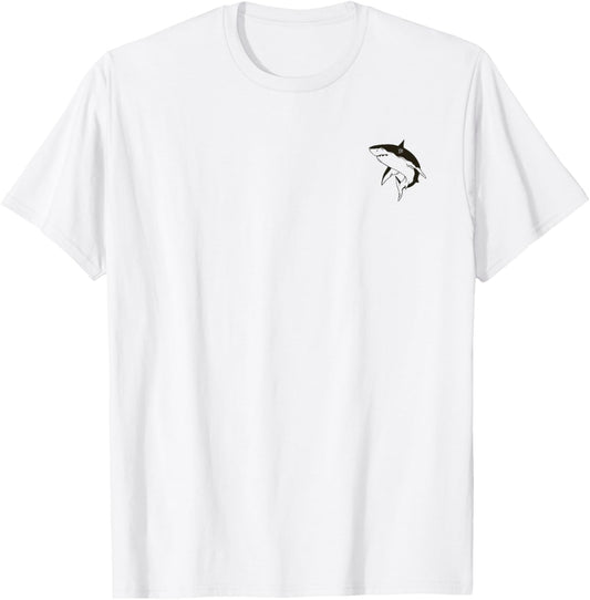 Funny Cute Shark on a Pocket Animal Pets Shark Lover Ocean T-Shirt - T-Shirt | White