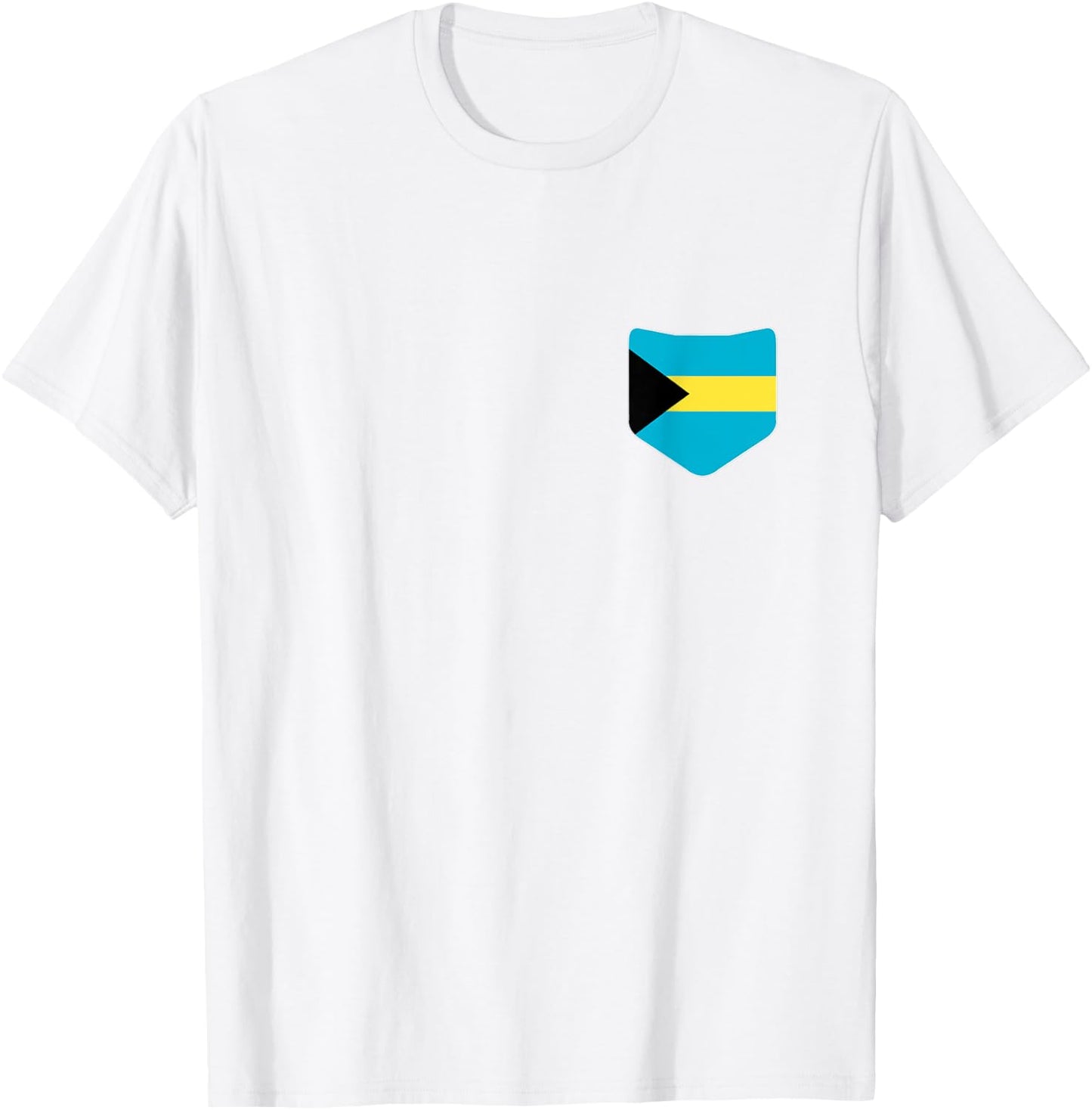 The Bahamas Flag with Printed Bahamian Flag Pocket T-Shirt - T-Shirt | White