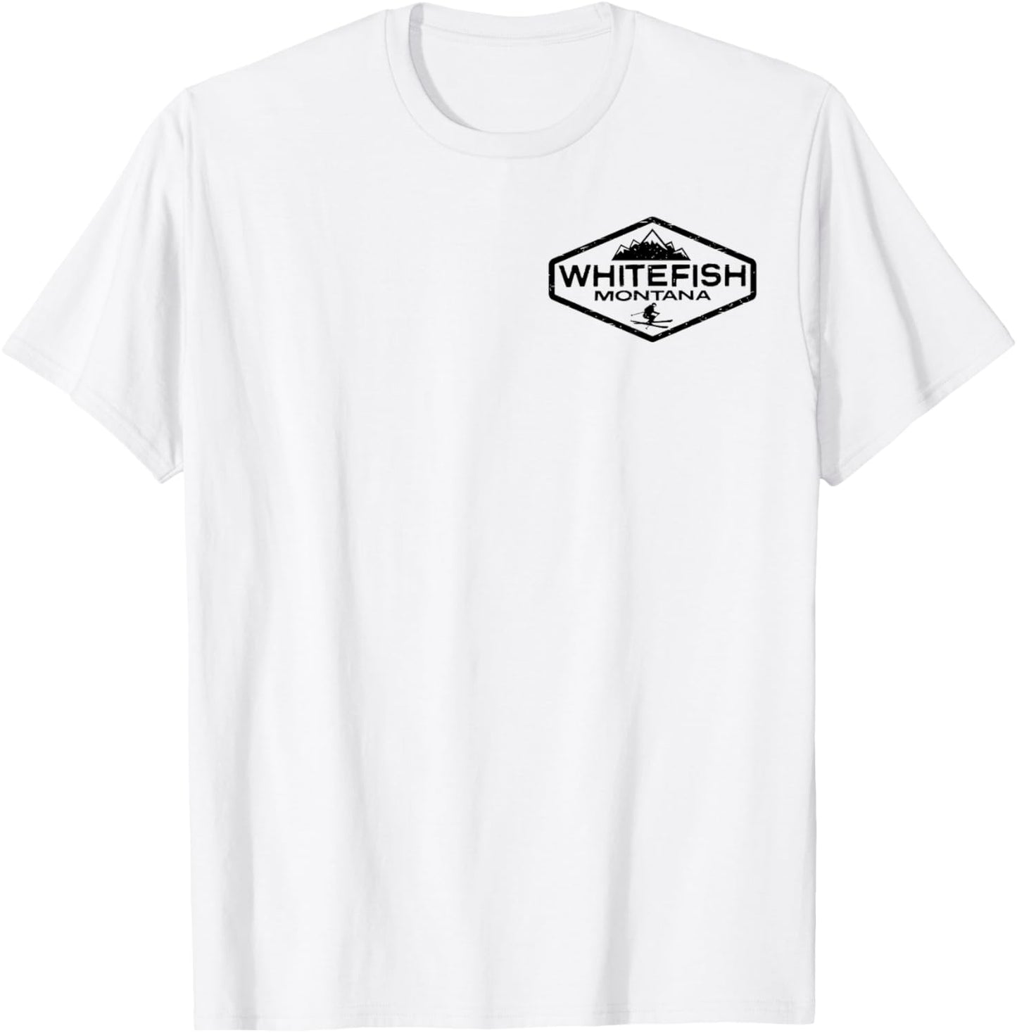 Whitefish Montana Vintage Distressed Front and Back T-Shirt - T-Shirt | White