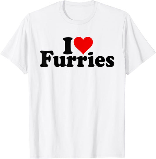 I Love Heart Furries Furry Fandom Cosplay Fursuit T-Shirt - T-Shirt | White