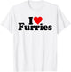I Love Heart Furries Furry Fandom Cosplay Fursuit T-Shirt - T-Shirt | White