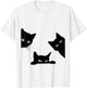 Black Cat Peeking T-Shirt - T-Shirt | White