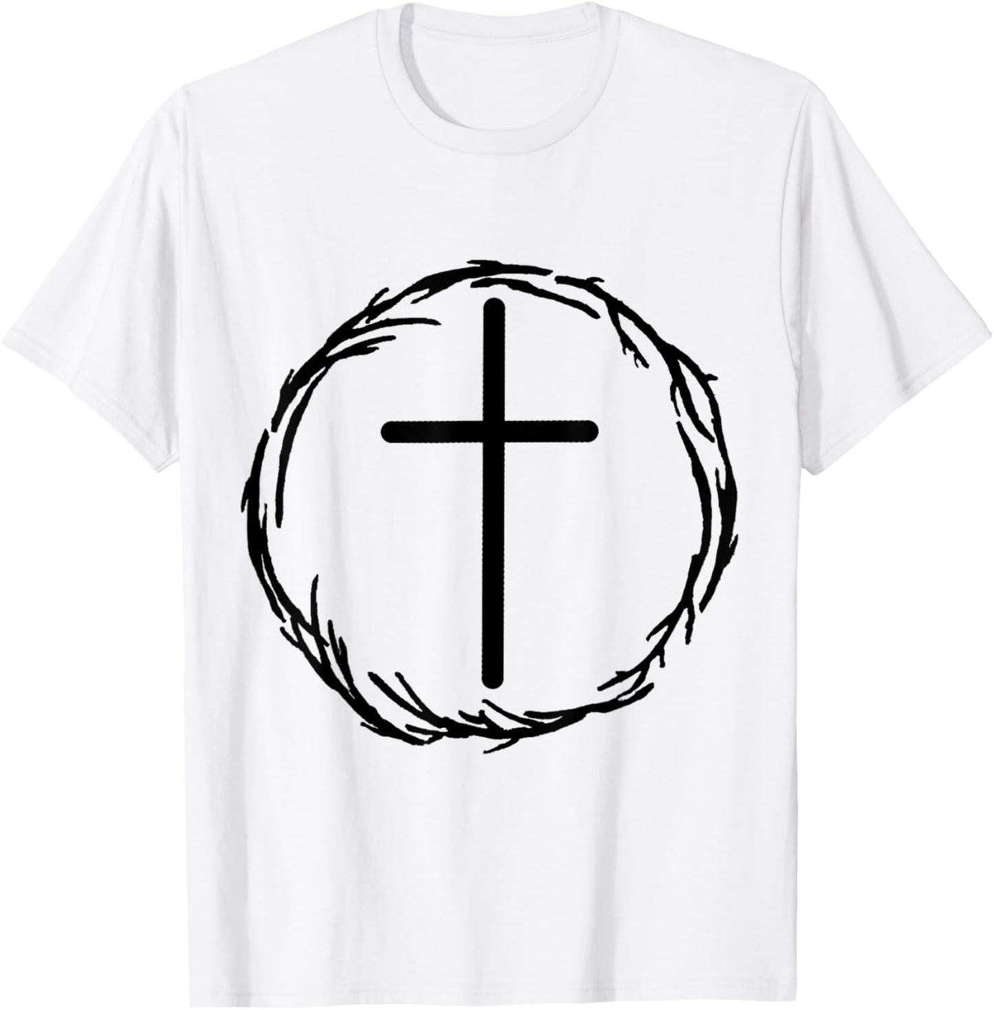 Cross and Crown of Thorns Christian Faith Bible Jesus Christ T-Shirt - T-Shirt | White