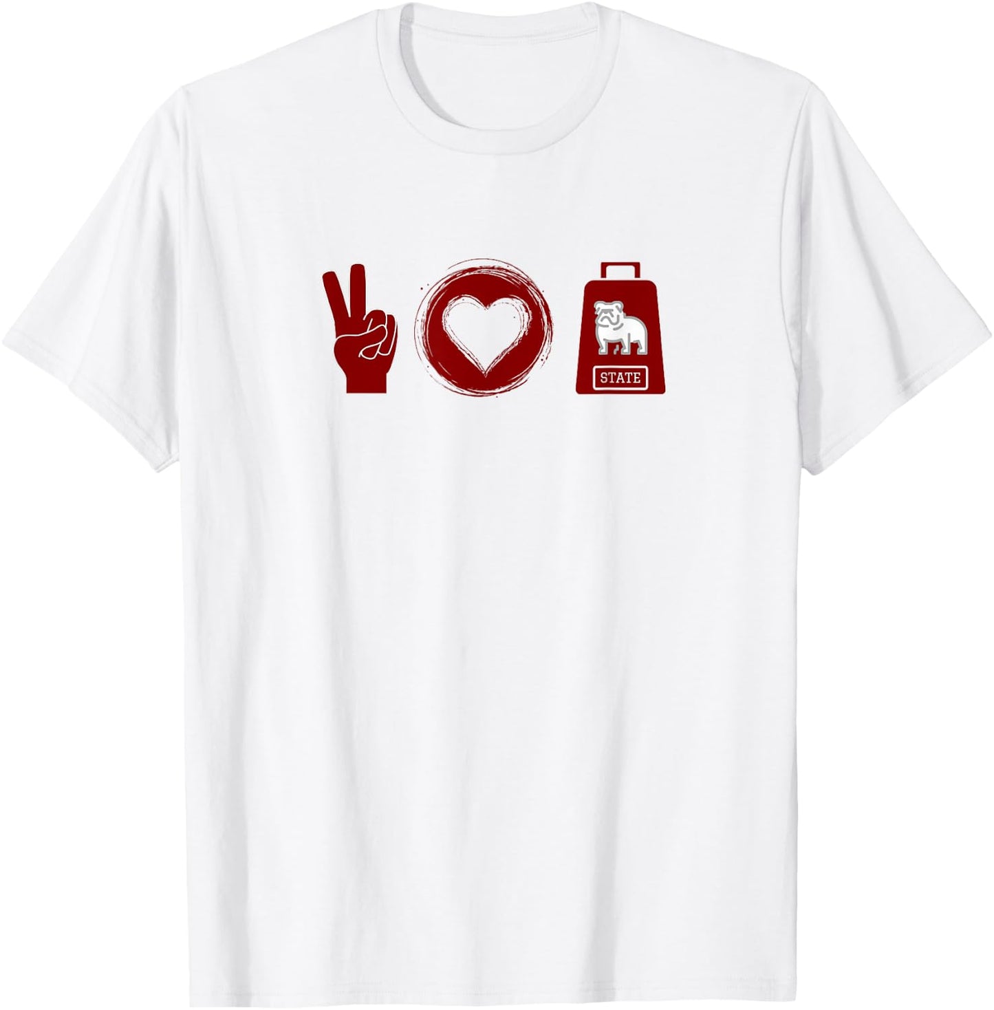 Peace, Love, Cowbell Mississippi Game Day T-Shirt - T-Shirt | White
