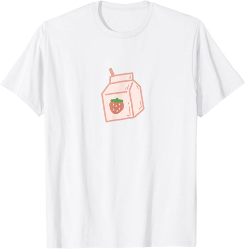 Cute Pink Strawberry Milk Carton Minimal Kawaii Aesthetic