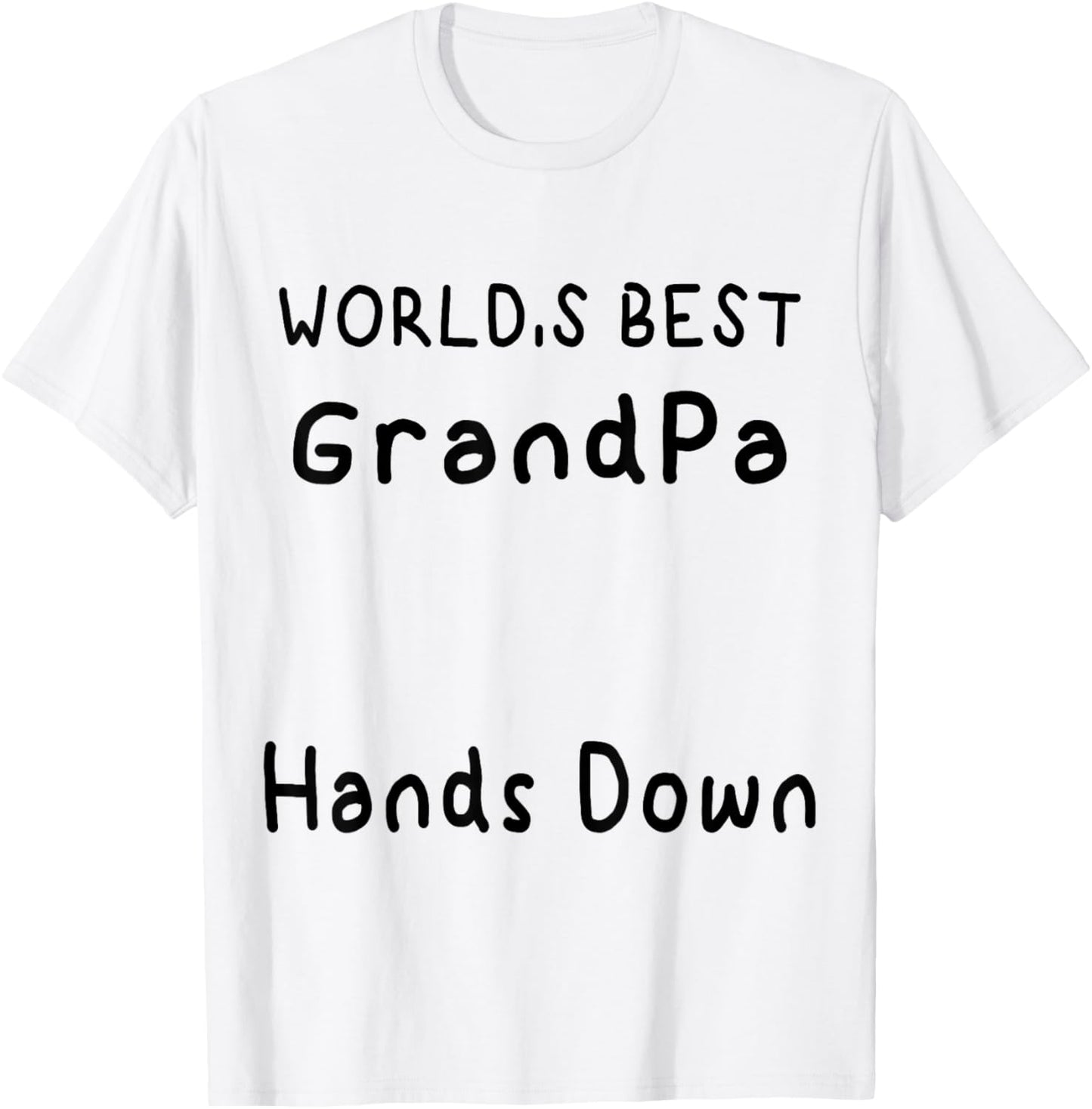 Funny World's Best Grandpa Hands Down handprint Father's Day T-Shirt - T-Shirt | White