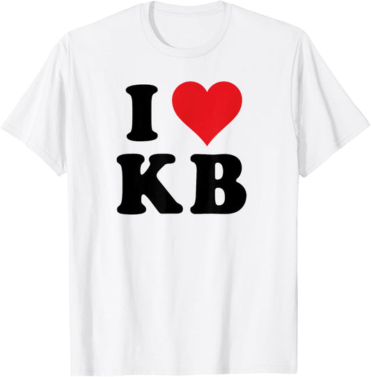 I Heart KB Initials I Love K.B. First And Last Name K B T-Shirt - T-Shirt | White