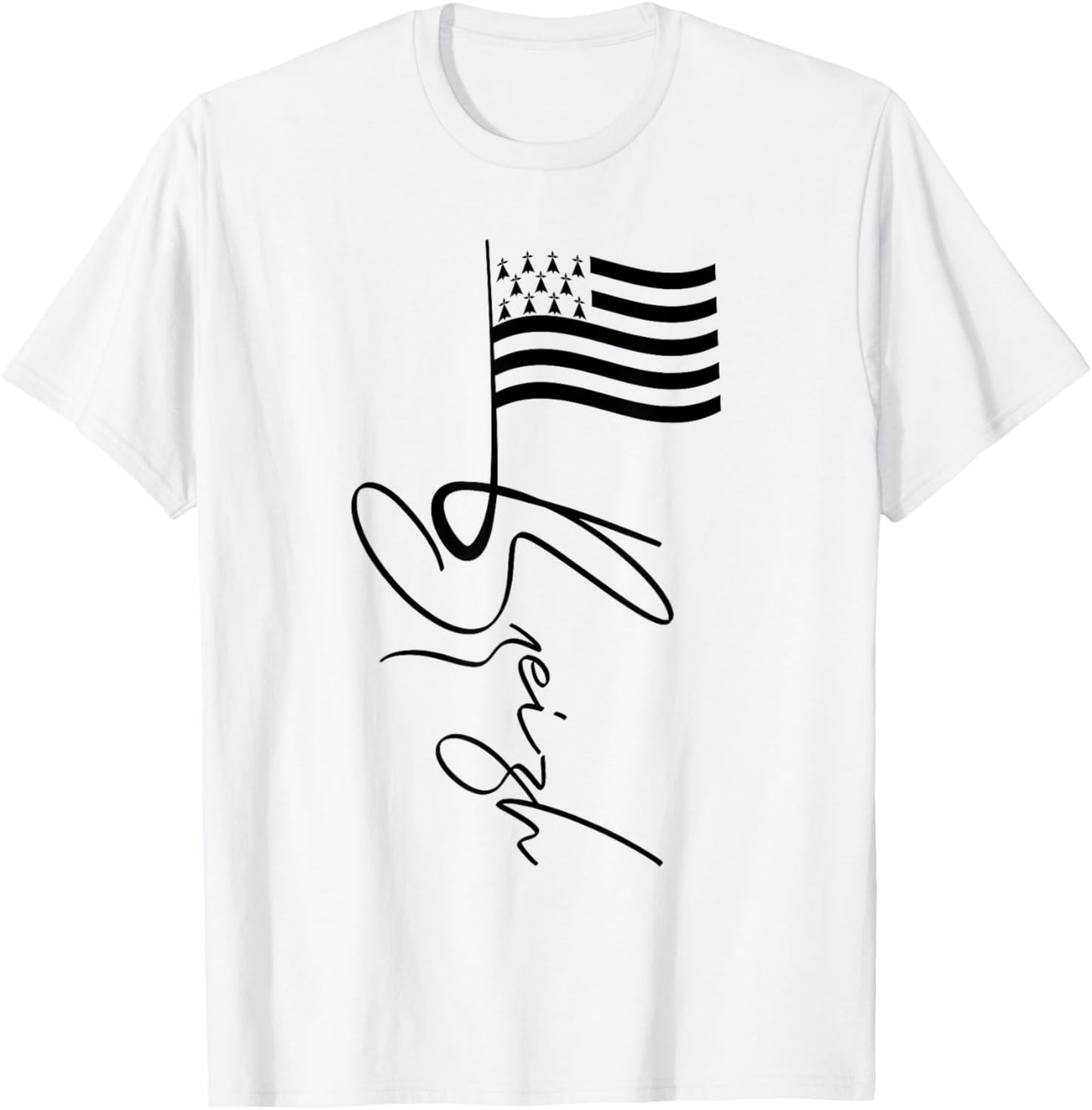 Brittany France Signature Flag Pole - Breizh Breton Flag T-Shirt - T-Shirt | White