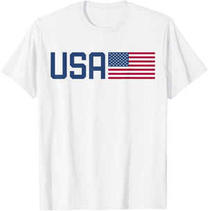 USA Shirt Women Men Kids American Flag 4th of July Patriotic T-Shirt - T-Shirt | White