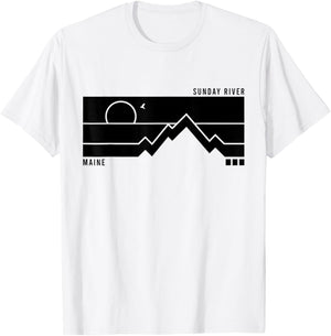 Vintage Sunday River Maine Mountains Hiking Sunset T-Shirt - T-Shirt | White