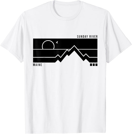 Vintage Sunday River Maine Mountains Hiking Sunset T-Shirt - T-Shirt | White