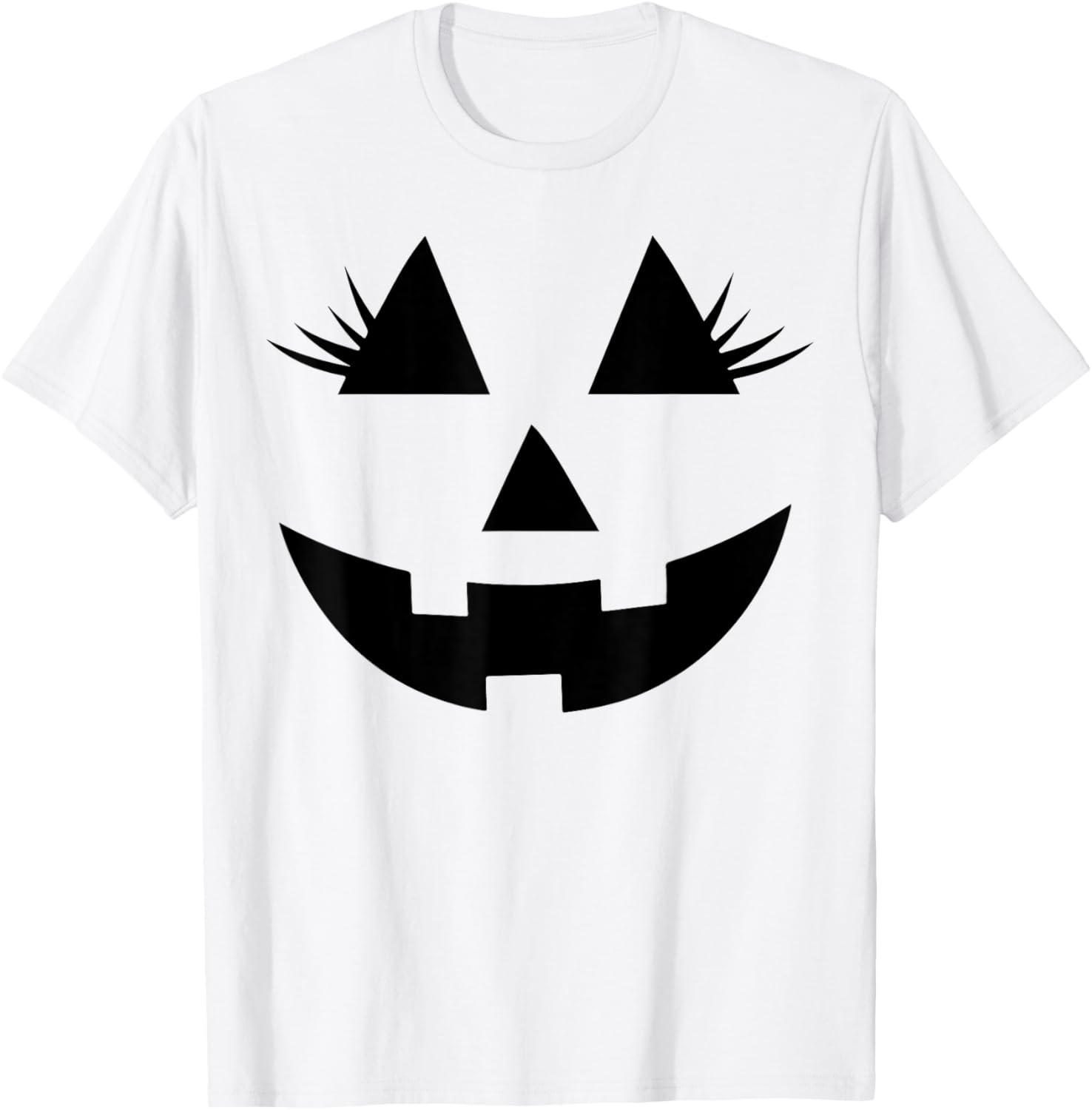 Funny Jack o Lantern pumpkin face eyelashes for Halloween T-Shirt - T-Shirt | White