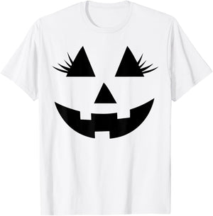 Funny Jack o Lantern pumpkin face eyelashes for Halloween T-Shirt - T-Shirt | White