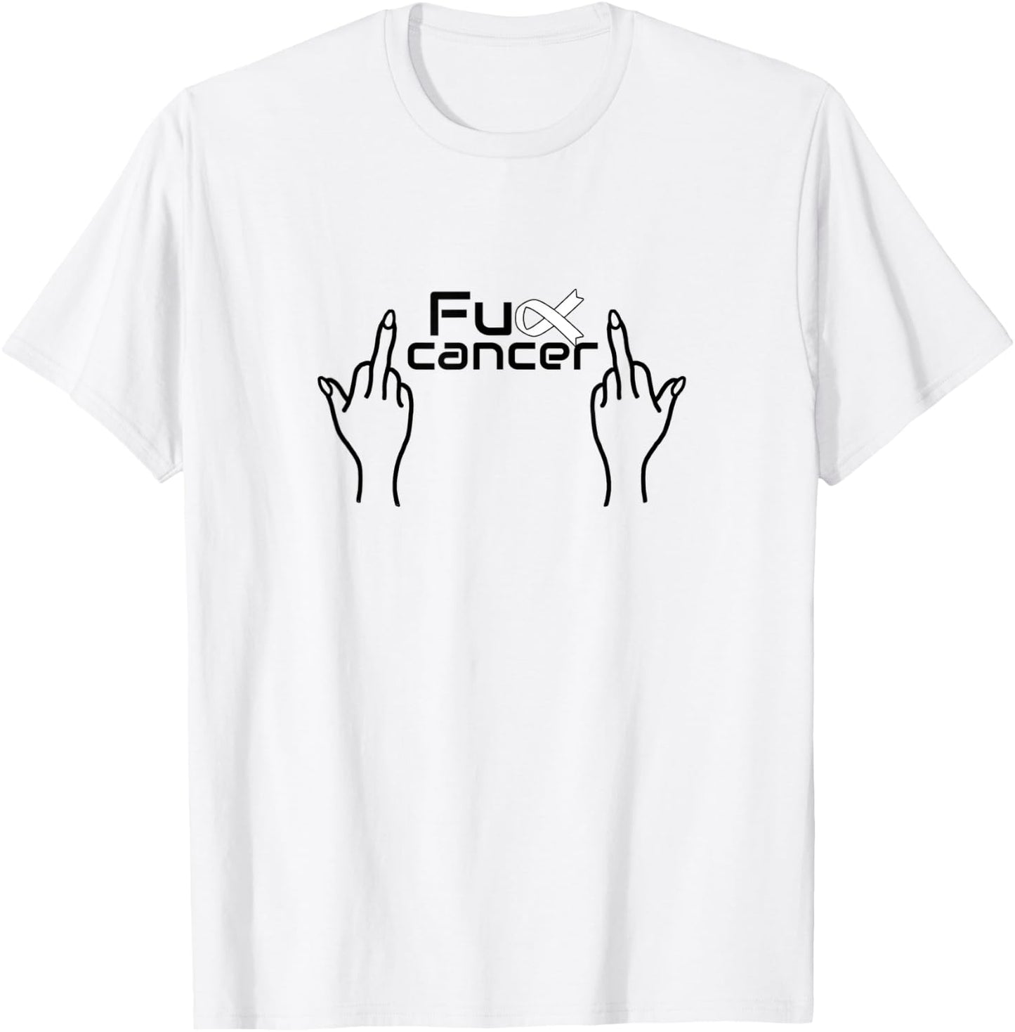 Fuck cancer / cancer white ribbon / lung cancer T-Shirt - T-Shirt | White