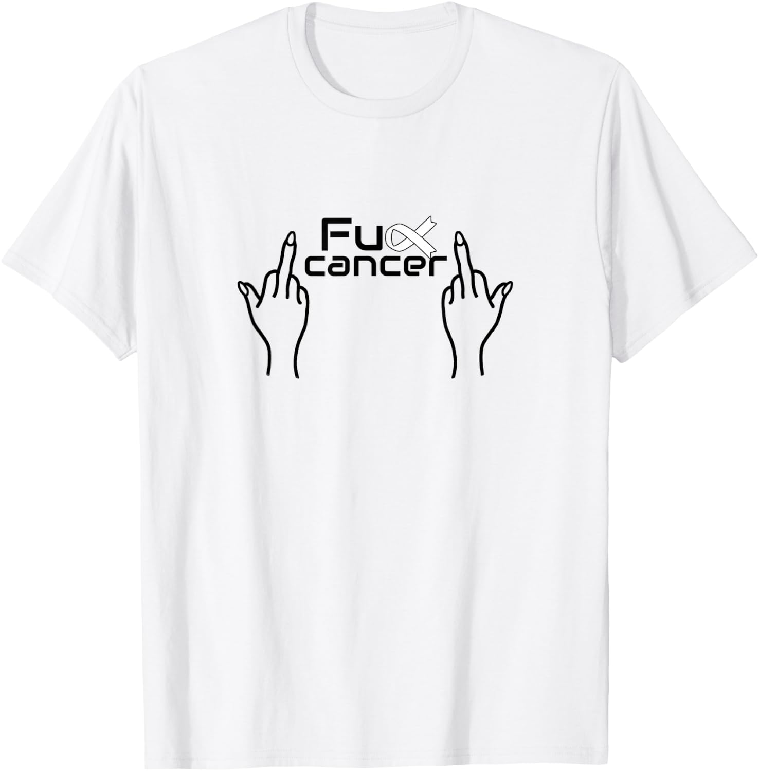 Fuck cancer / cancer white ribbon / lung cancer T-Shirt - T-Shirt | White