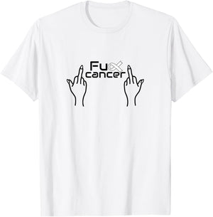 Fuck cancer / cancer white ribbon / lung cancer T-Shirt - T-Shirt | White