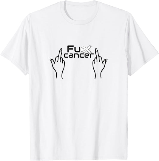 Fuck cancer / cancer white ribbon / lung cancer T-Shirt - T-Shirt | White