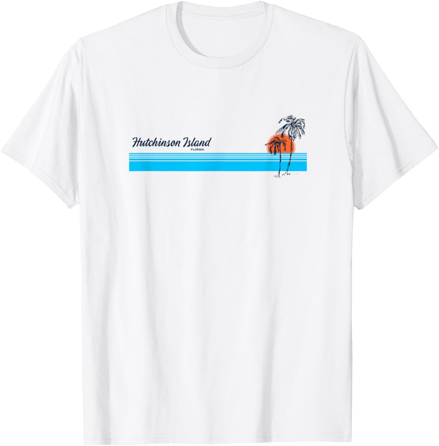 Hutchinson Island Vintage 70s Palm Trees Design T-Shirt - T-Shirt | White