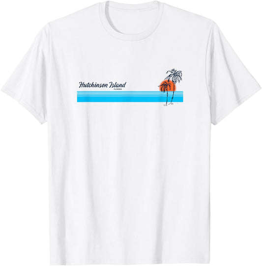 Hutchinson Island Vintage 70s Palm Trees Design T-Shirt - T-Shirt | White