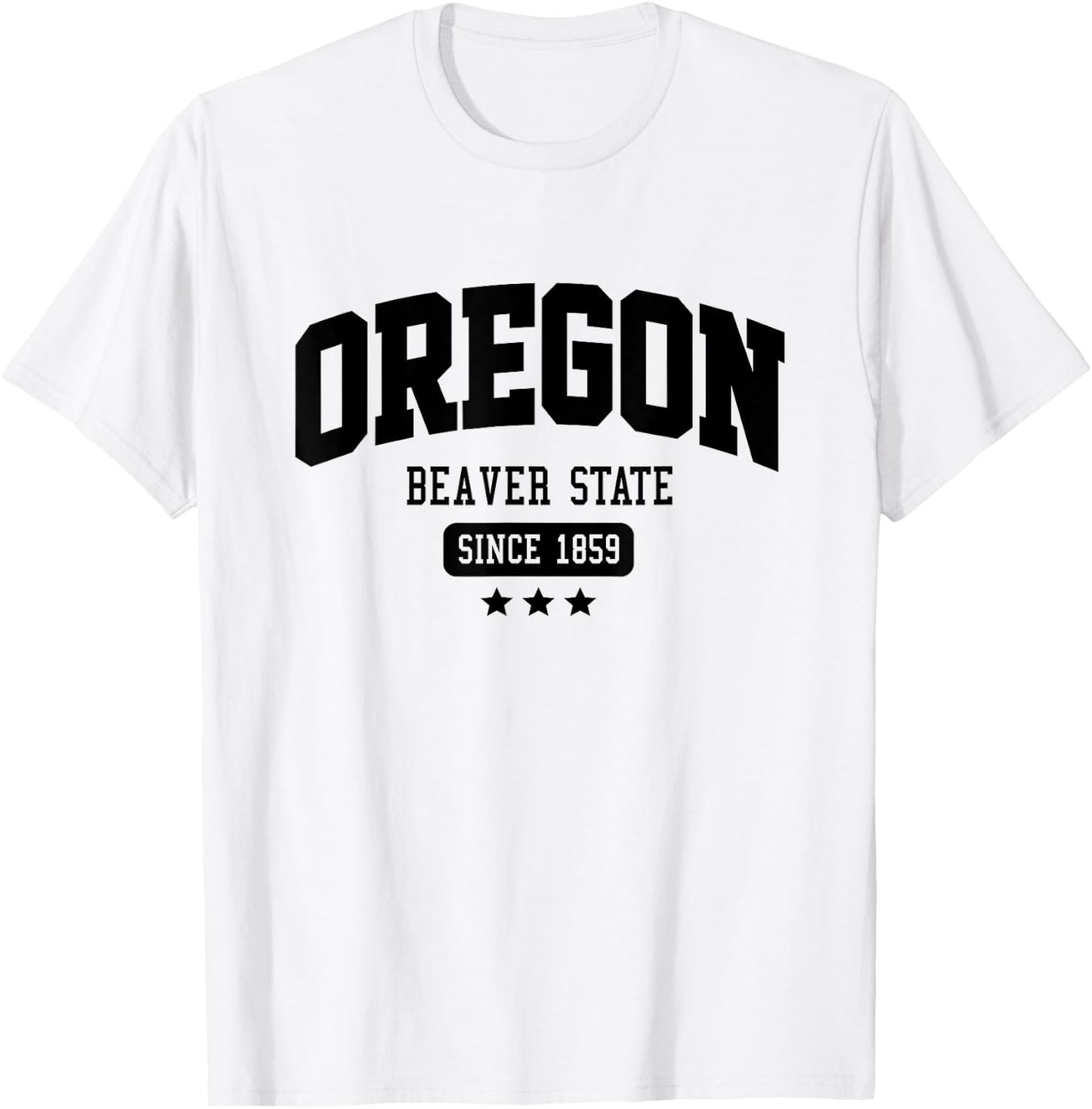 Vintage Oregon Beaver State Athletic Black Text T-Shirt - T-Shirt | White
